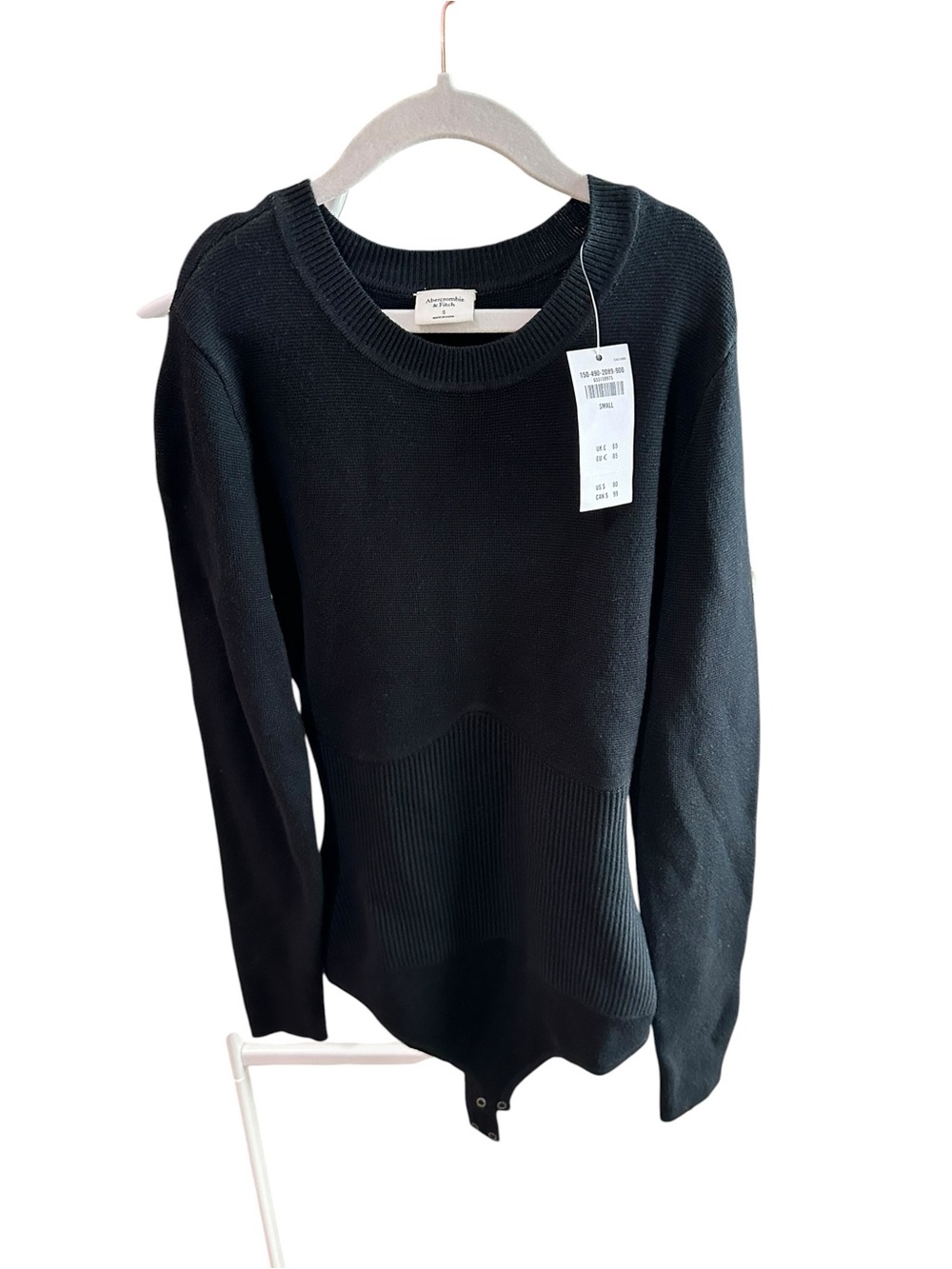 Abercrombie & Fitch Black Knit Long Sleeve Bodysuit – Size Small – NWT
